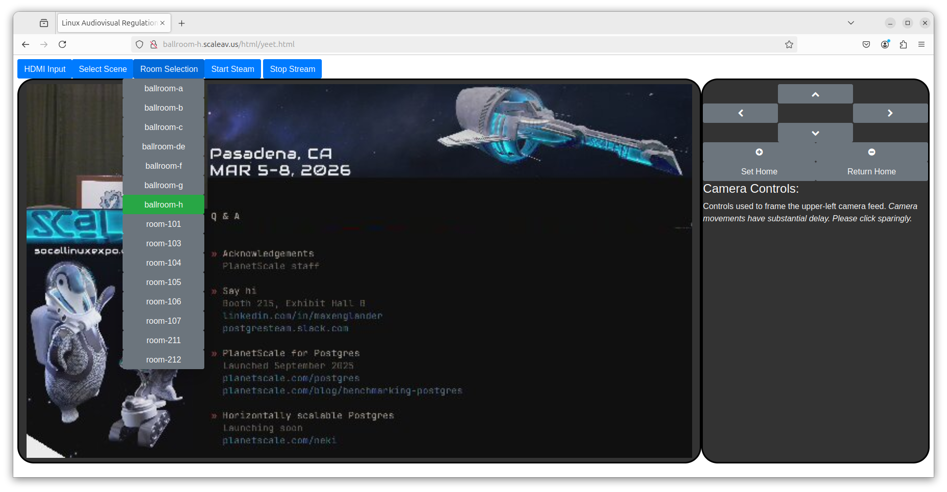 Screenshot of Room Selection Menu